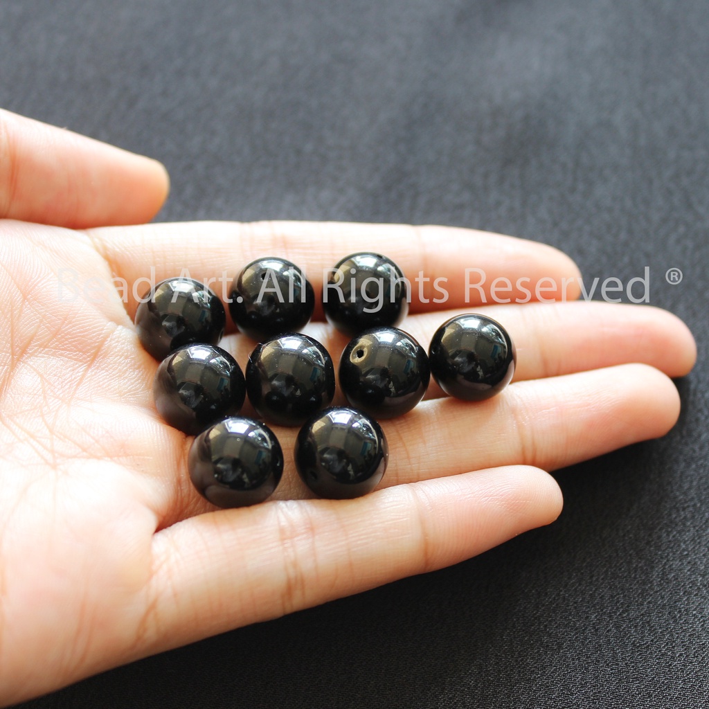 [1 Hạt] Đá Onyx Đen Nhiều Size 8MM/10MM/12MM, Thuỷ, Mộc, Phối Vòng Tay Phong Thuỷ, Chuỗi Hạt S50 - Bead Art