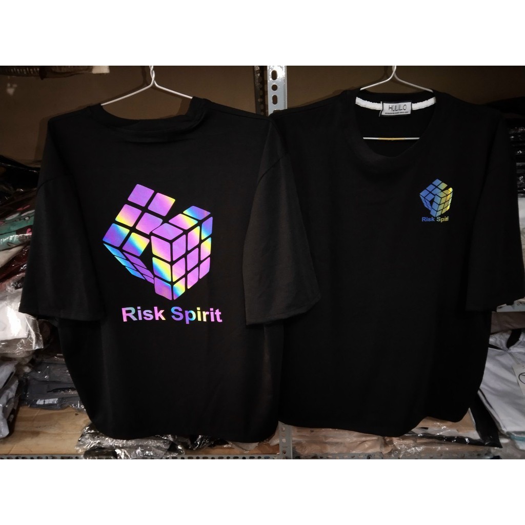 &lt;FREE SHIP&gt; Áo thun nam nữ unisex tay lỡ in phản quang chất thun co giãn 4 chiều (psrubik)