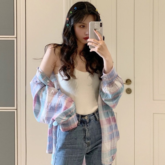 Bigsize XL-3XL Áo sơ mi kẻ dễ phối đồ