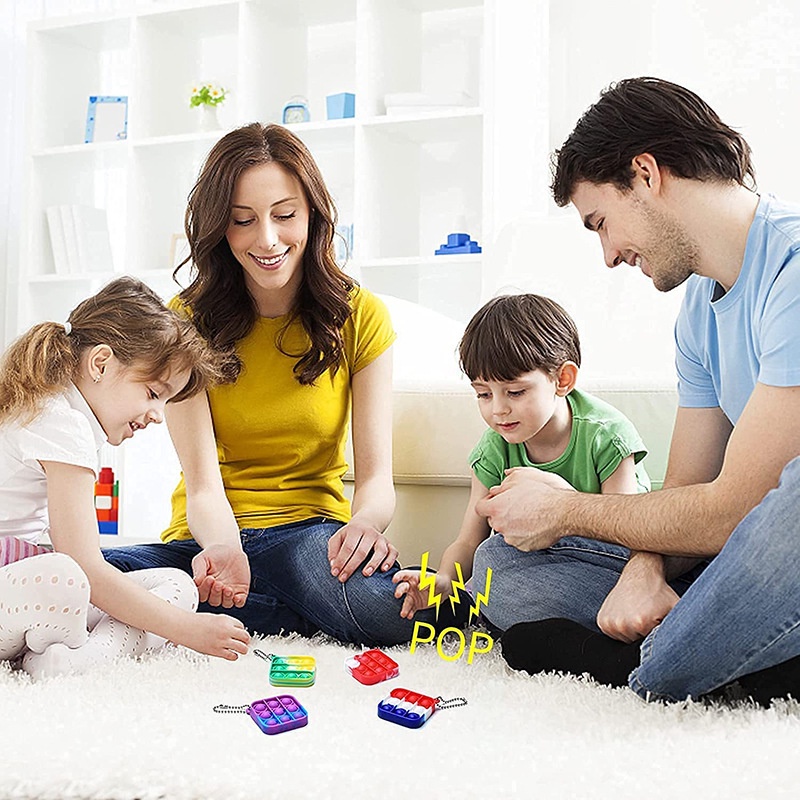Móc Khóa Cầu Vồng dimple pop it fidget mini Đơn Giản Giúp Giảm Căng Thẳng