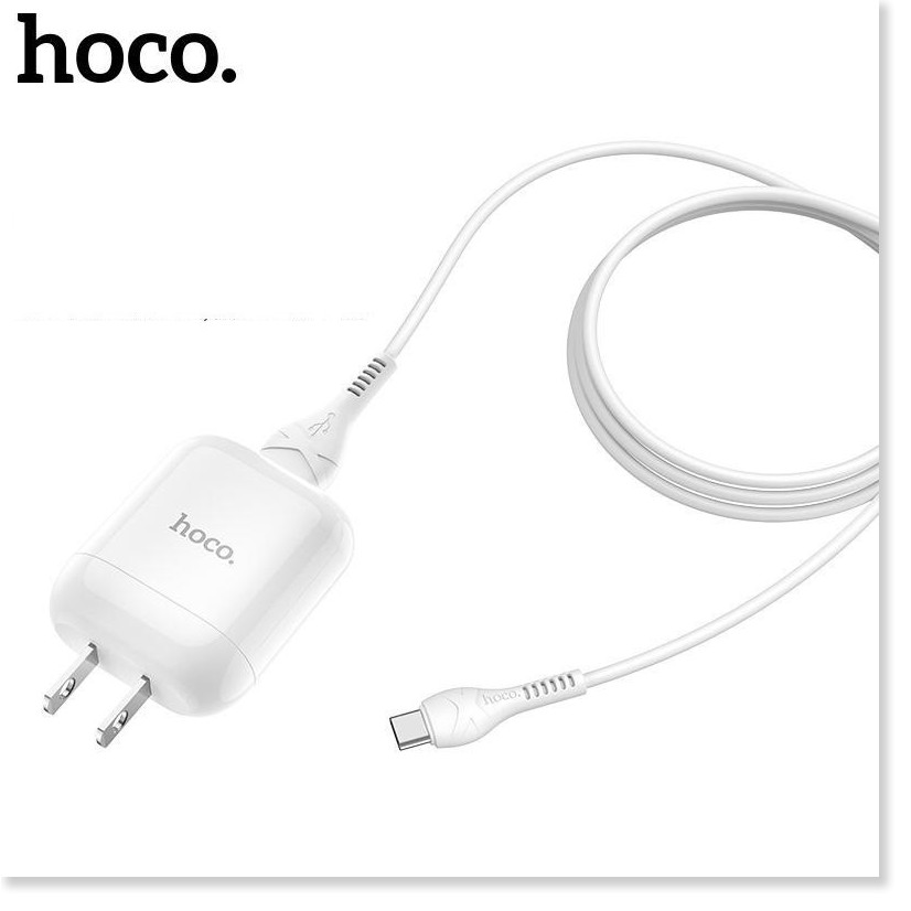 Combo cốc sạc 1 cổng usb và cáp sạc Hoco HK2 Type-C hỗ trợ sạc nhanh 3.4A cho Smartphone nhựa PC cao cấp, chống cháy nổ