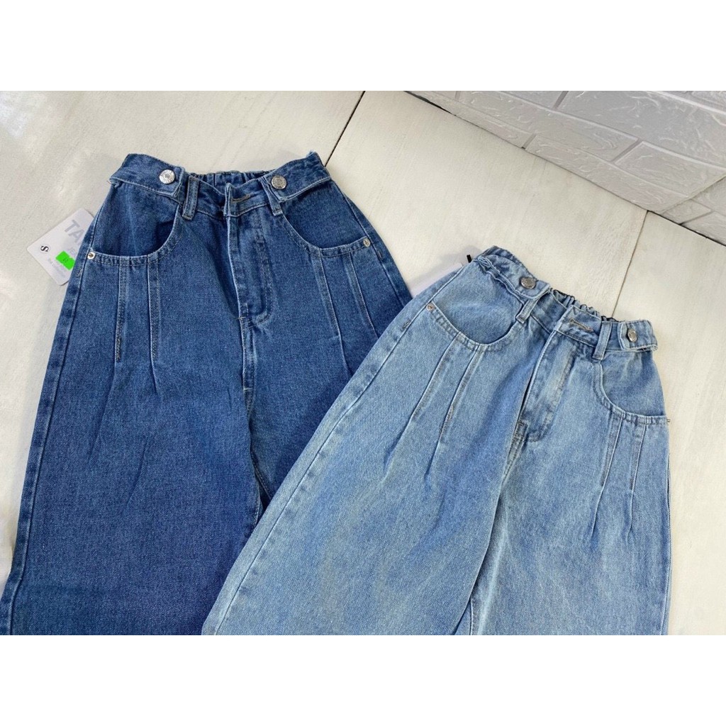 QUẦN JEAN BAGGY NỮ CẠP CAO LƯNG THUN CÀI NÚT ỐNG QUẦN CÁ TÍNH MS 2163 [CLIP THẬT] [FREESHIP] hàng loại 1, VẢI DÀY