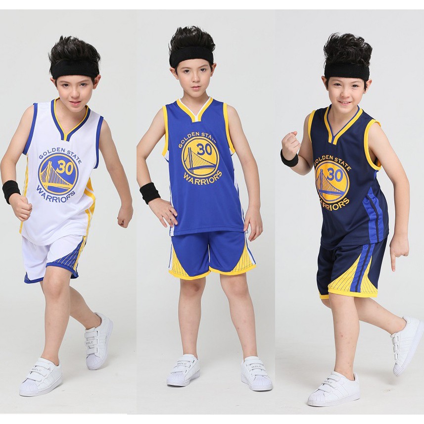Bộ Quần Áo Bóng Rổ NBA Gold State Warriors Số 30 Stephen Curry Cá Tính Cho Bé