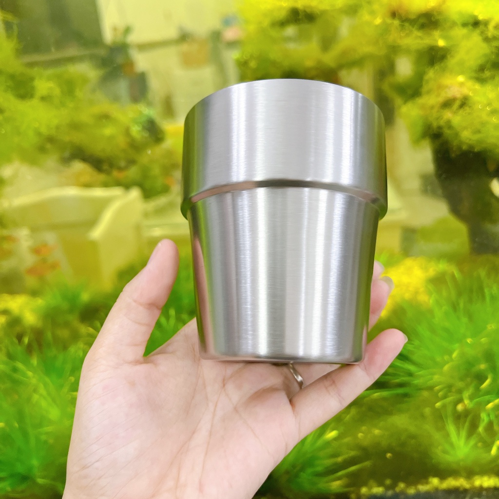 Ly inox 2 lớp cách nhiệt cả nóng và lạnh - Ly Inox cao cấp hai lớp dung tích 300ml Ly uống nước uống cà phê Inox cao cấp