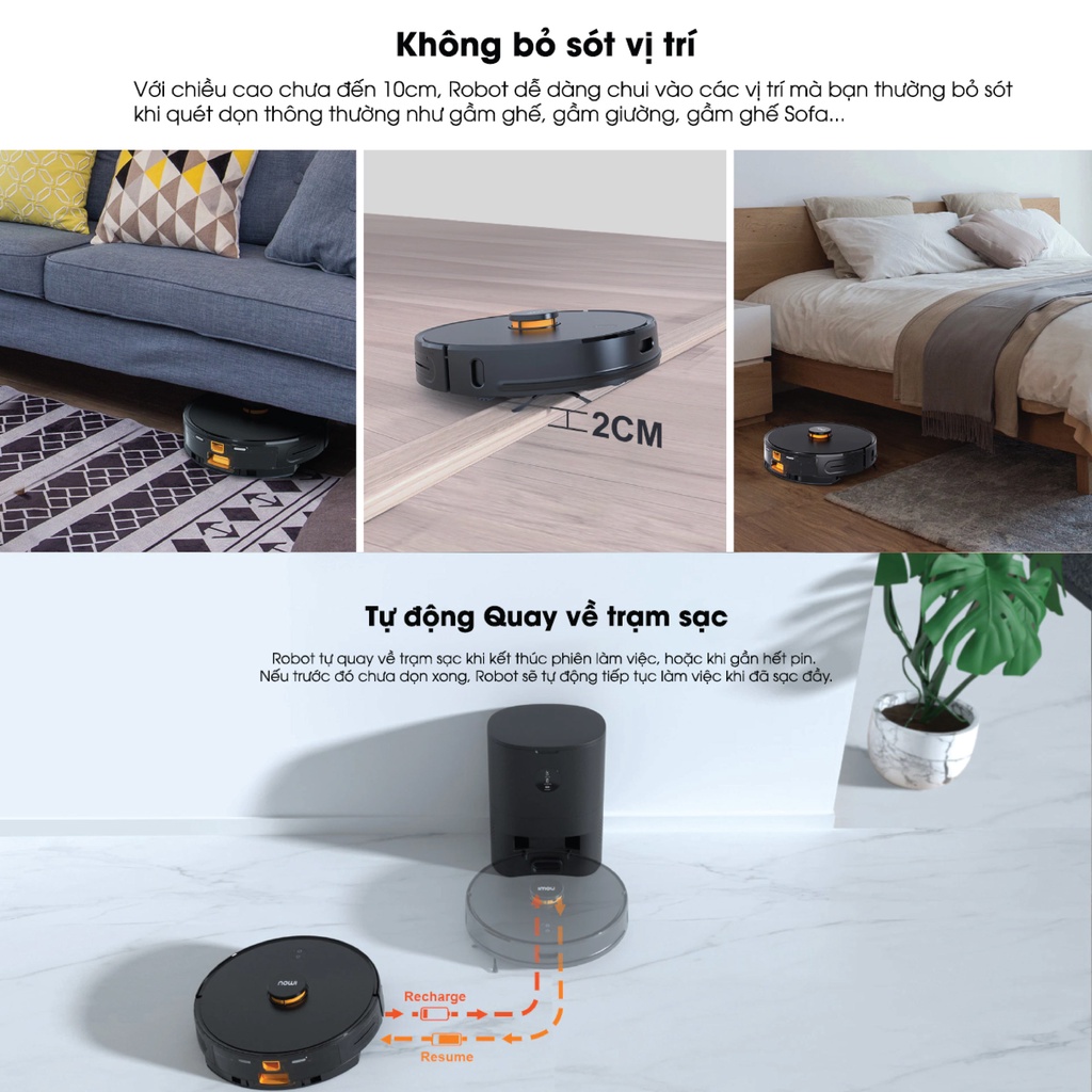 Robot Hút Bụi Lau Nhà Thông Minh IMOU RV-L11-A, tự động xử lý rác, cảm biến tránh vật cản, tự động về trạm sạc
