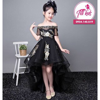Đầm công chúa✨Freeship✨Tặng cài nơ✨Đầm công chúa bé gái đính hoa hoa trễ vai cực sang Titikids 2020