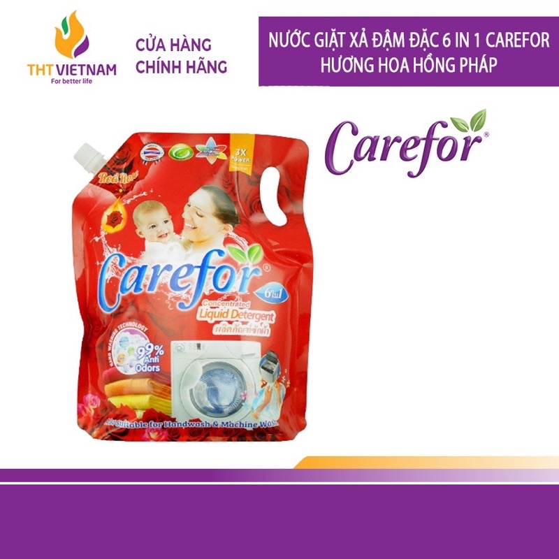 Nước Giặt Xả Đậm Đặc Hương Hoa Lan Carefor Plus 6 in 1 Orchid Túi 2000ml