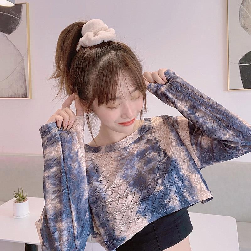 Dây buộc tóc vải len mềm co giãn thời trang cho nữ tùy chọn màu sắc