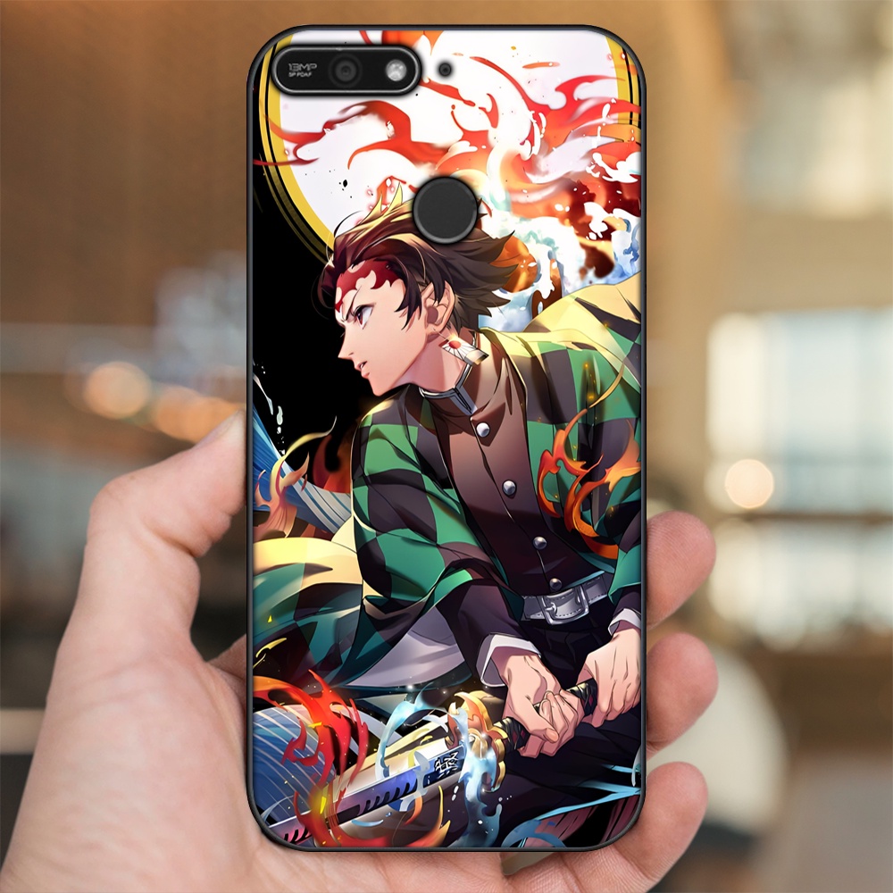 Ốp lưng Huawei Y6 Prime viền đen in hình Tanjiro Kimetsu No Yaiba