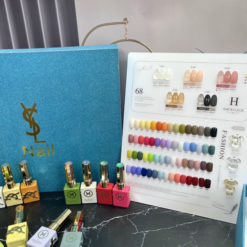 Sét sơn gel ysl 68 màu tặng kèm basse top cùng bảng màu