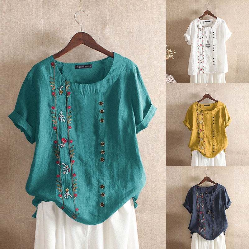 ZANZEA Áo ngắn tay ngắn tay size lớn thời trang mùa hè cho nữ | BigBuy360 - bigbuy360.vn