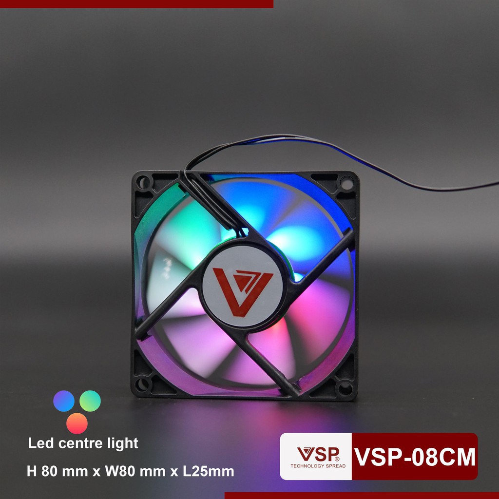 Fan LED 80mm ( Fan 8 ) gắn thùng case máy tính cực đẹp 5 màu