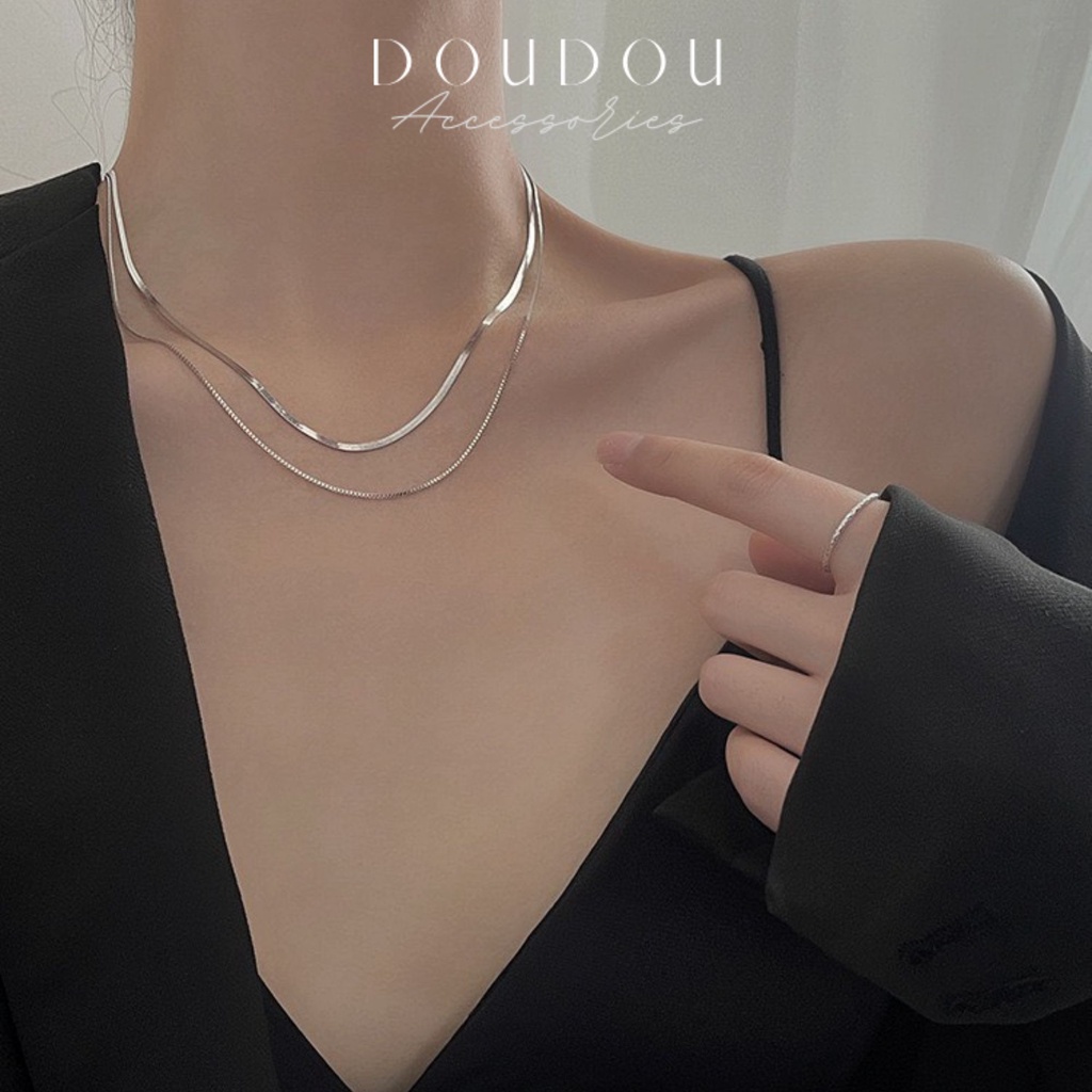 Dây chuyền nữ đẹp DOUDOU Dây chuyền nữ không gỉ chất liệu bạc 925 mạ bạch kim phong cách Hàn Quốc thời trang XL001