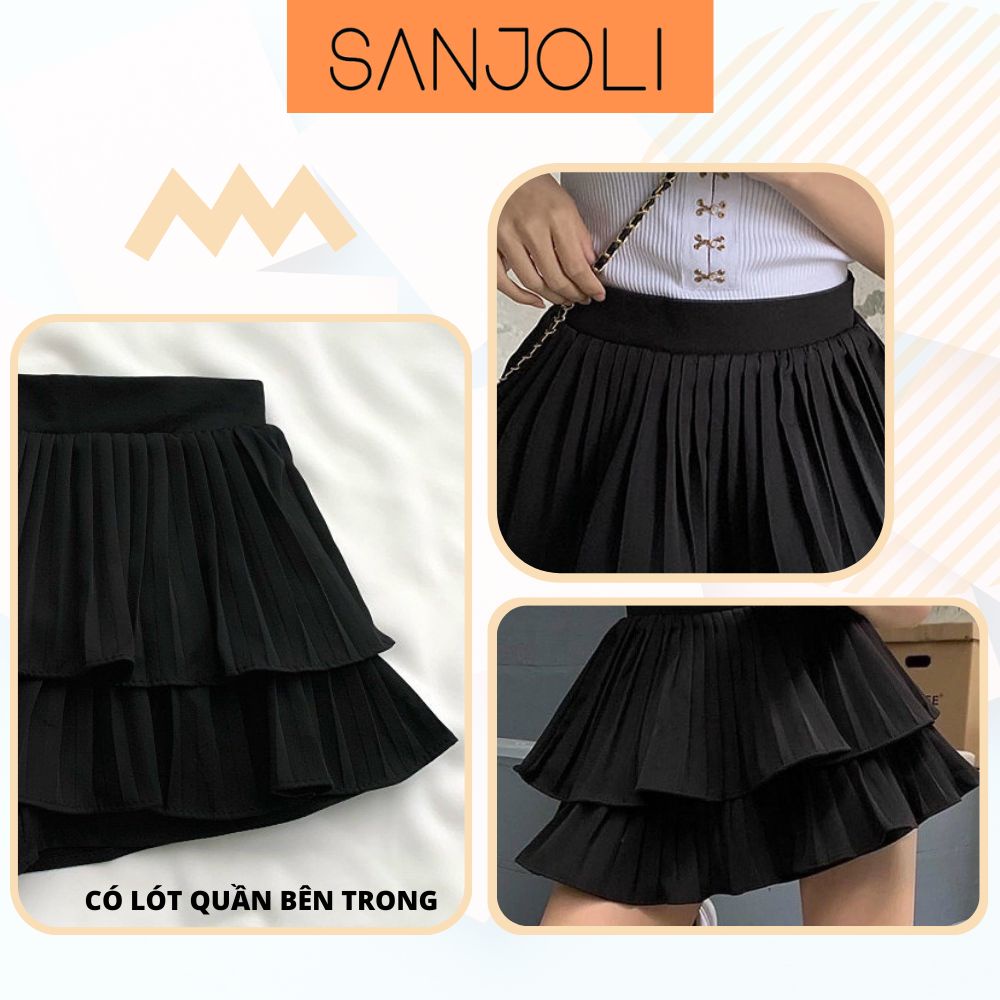 Chân Váy Xếp Ly SANJOLI Nữ Dáng Chữ A Xoè Ngắn Tennis Hai Tầng Hàn Quốc Cao Cấp Ulzzang Có Quần Trong CV005