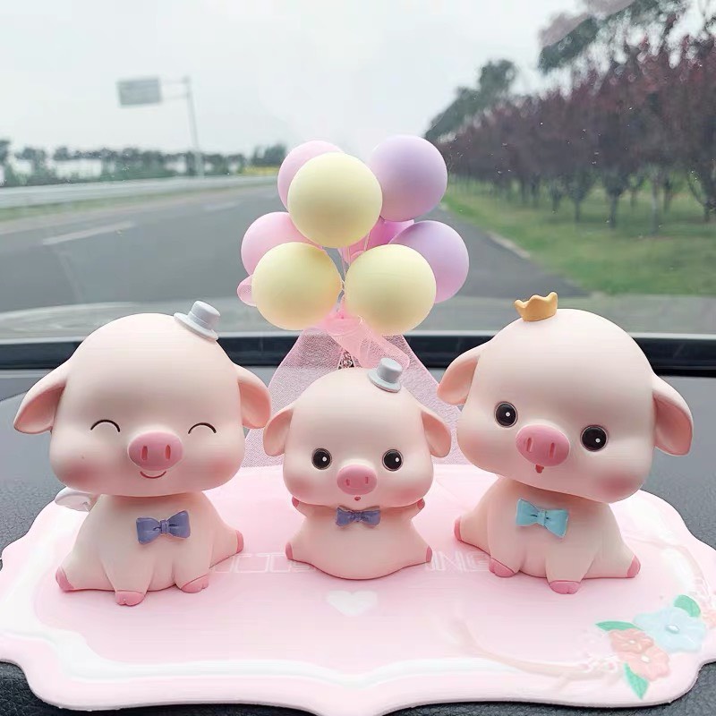 Trí Taplo ô Tô Set Heo Vui Tính Dễ Thương , Phụ Kiện Trang Trí Hơi , Xe Hơi, Bàn Làm Việc