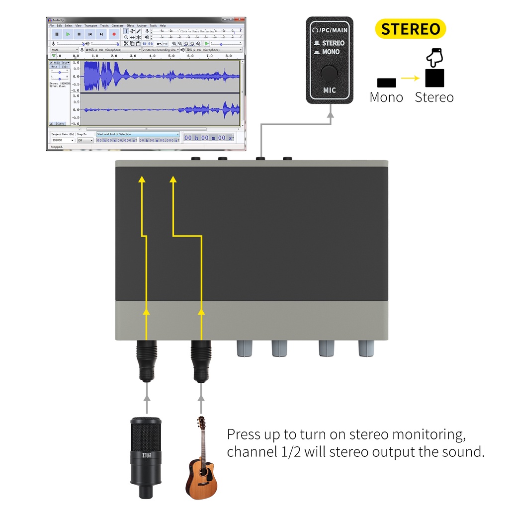 Thẻ Ghi Âm Độ Phân Giải Cao / Độ Phân Giải Cao 48V Không Cần Lắp Đặt Dành Cho Micro / Guitar Điện / Studio XTUGA E-22