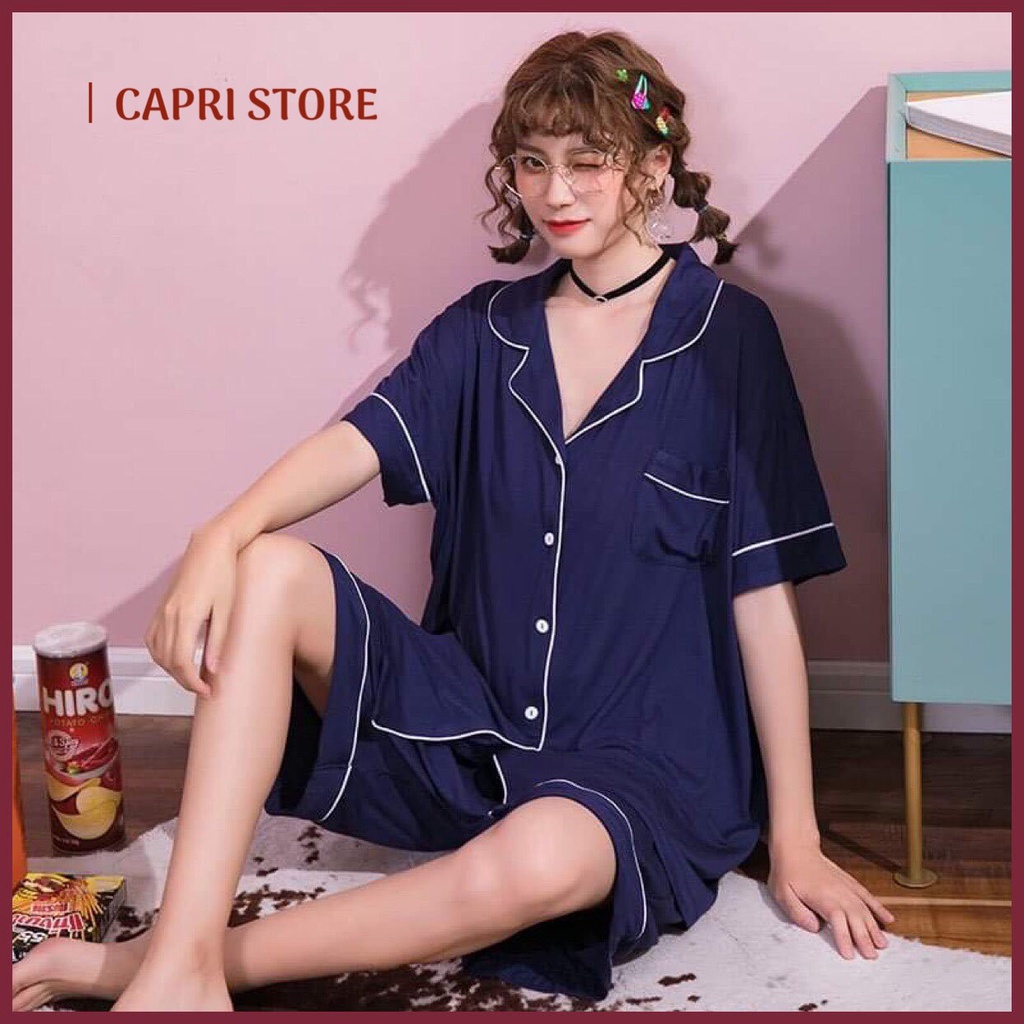 Bộ đồ Pijama ngắn cổ sen đũi lụa siêu mát hot 2022- Capri Store