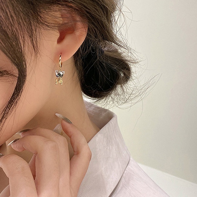 Bông tai hình chú gấu phong cách Hàn Quốc đơn giản thời trang cho nữ 2021