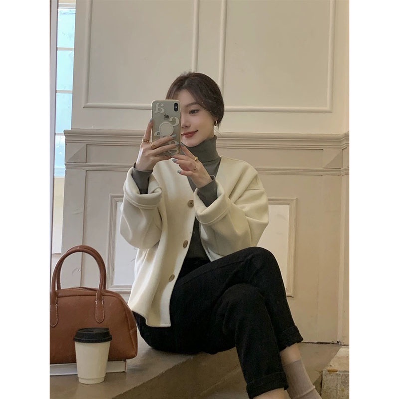 Áo Cardigan Dạ Lông Thỏ Cổ Tym Hàng Quảng Châu M8129