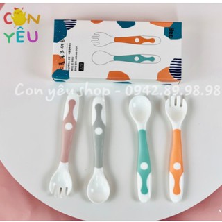 Set thìa dĩa cong AAG ăn dặm cho bé mã 329- Sản phẩm chính hãng
