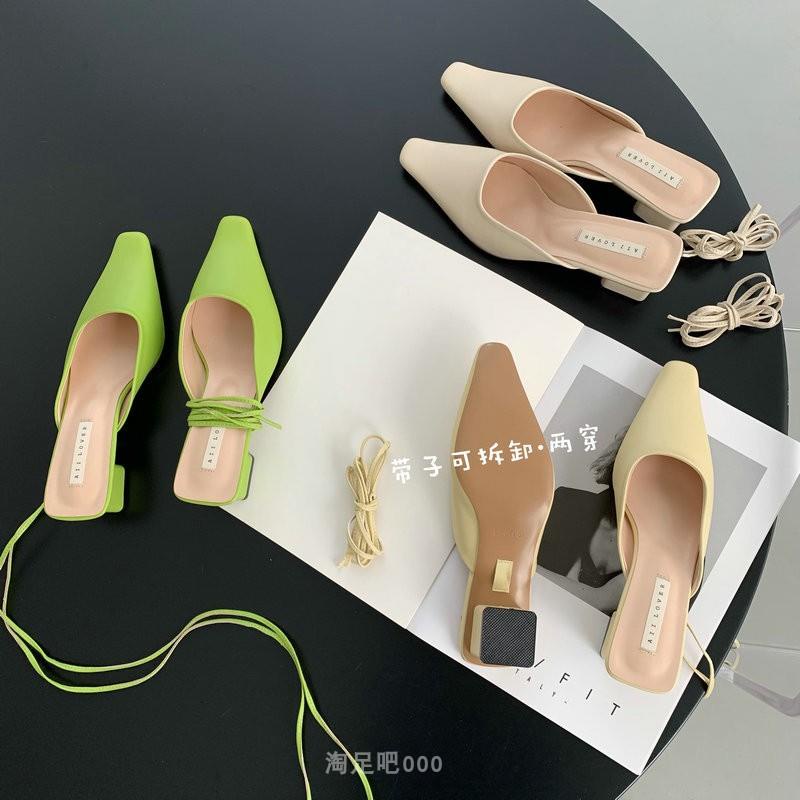 Giày Cao Gót Mũi Nhọn Phối Dây Đan Chéo Thời Trang Mùa Xuân Mới Xinh Xắn Dành Cho Nữ ins2022