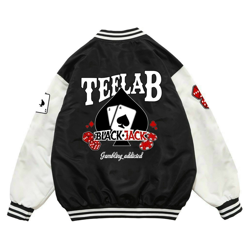Áo Khoác Bomber Teelab Lá Bài,Áo khoác Teelab chất gió dù BlackJack Bomber AK020