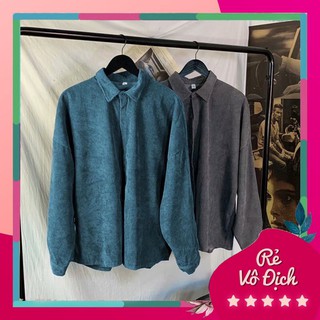 [ Hot Trend 2021 Áo sơ mi nhung tăm nam Form rộng phong cách hàn chất vải nhung mềm mại 2021 [ ảnh thật ạ ]