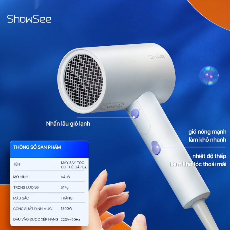 Máy sấy tóc ion Xiaomi SHOWSEE A4-W - Công suất 1800W