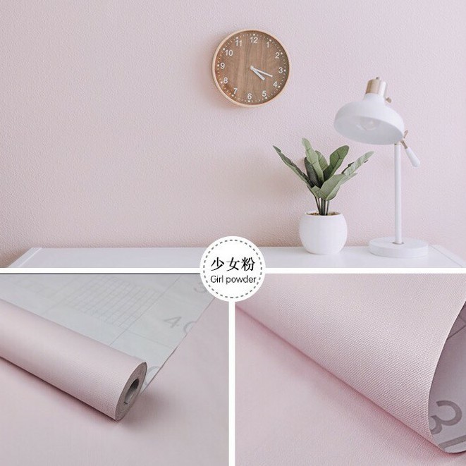 10m giấy dán tường sẵn keo màu hồng nhạt (10m x 45cm / cuôn)[ Hồng nhạt]