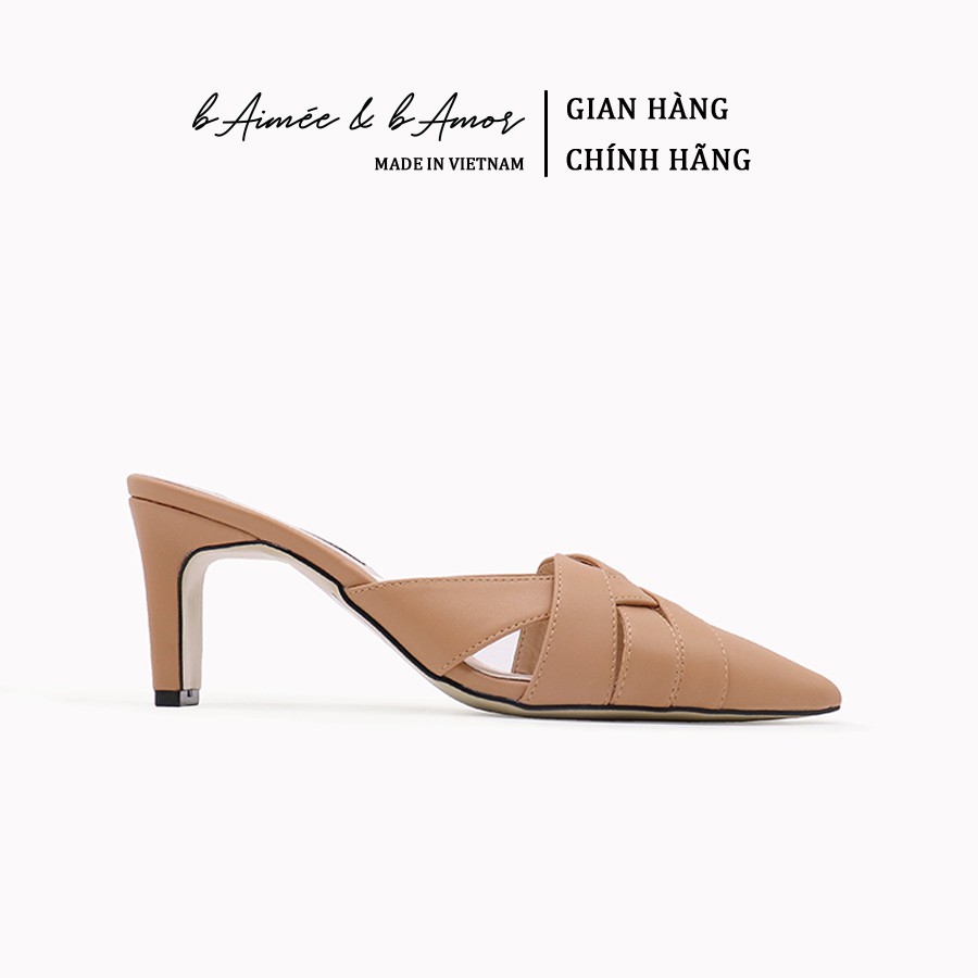 Guốc nữ cao gót dáng sục mũi nhọn gót nhọn 7p quai đan bít mũi thời trang công sở đẹp bAimée &amp; bAmor - MS1543