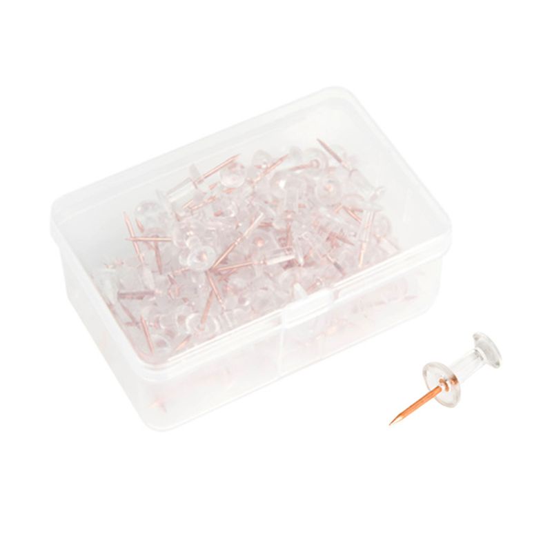 Set 100 kim ghim màu vàng hồng trong suốt dùng để kẹp ảnh lên tường