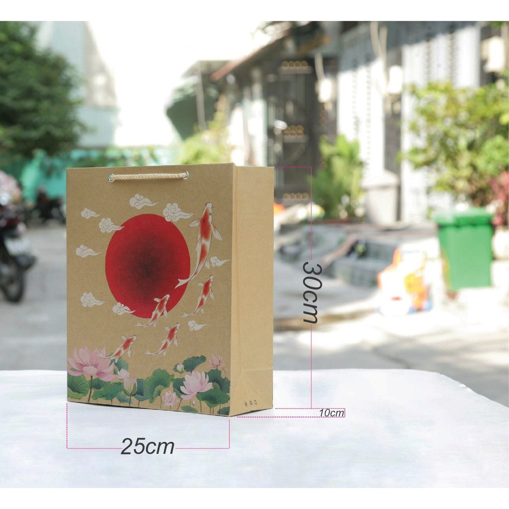 20 túi giấy Kraft Nhật (mẫu 1) túi đựng quà tết size 30x25x10cm | BigBuy360 - bigbuy360.vn