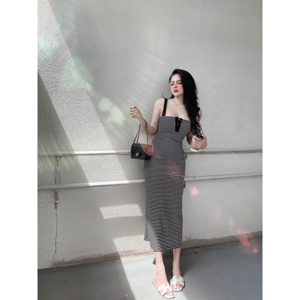 Đầm Body Hai Dây Sọc Ngang Nhỏ xinh