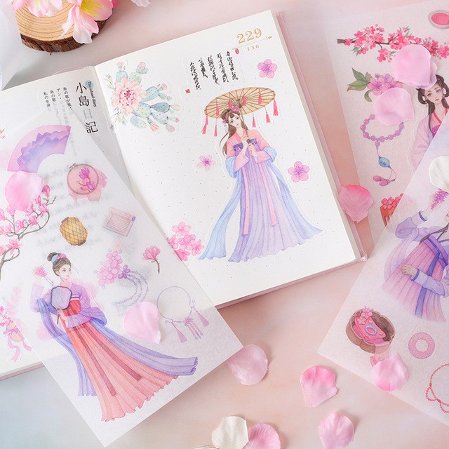 Set 4 Tấm Washi Sticker Lớn Nhiều Chủ Đề Cực Xinh DIY Trang Trí Sổ Lưu Niệm Planner scrapbook, bullet journal Nhãn Dán