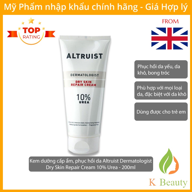 Kem dưỡng cấp ẩm phục hồi da khô Altruist Dermatologist Dry Skin Repair Cream 10% Urea 200ml - Hàng UK Chính Hãng