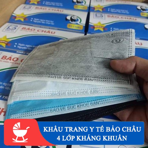 [RẺ NHẤT SHOPEE] Khẩu trang Y tế BẢO CHÂU- Kháng khuẩn 4 lớp - 1 Hộp 50 chiếc