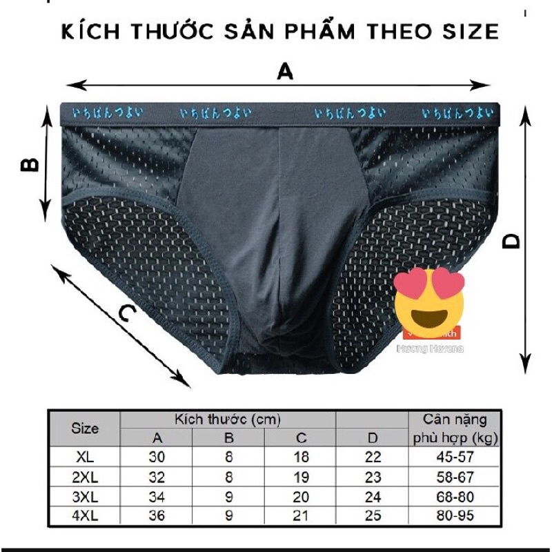 Sịp nam, quân lót nam thông hơi Nhật Bản mềm mát thoáng khí ( lẻ 1 quần)