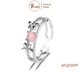 [Mã FABRR5501 giảm 100% đơn 0Đ] Nhẫn nữ thời trang thiết kế hoa MIX đính đá phong cách Hàn Quốc ANTA Jewelry - ATJ2101P