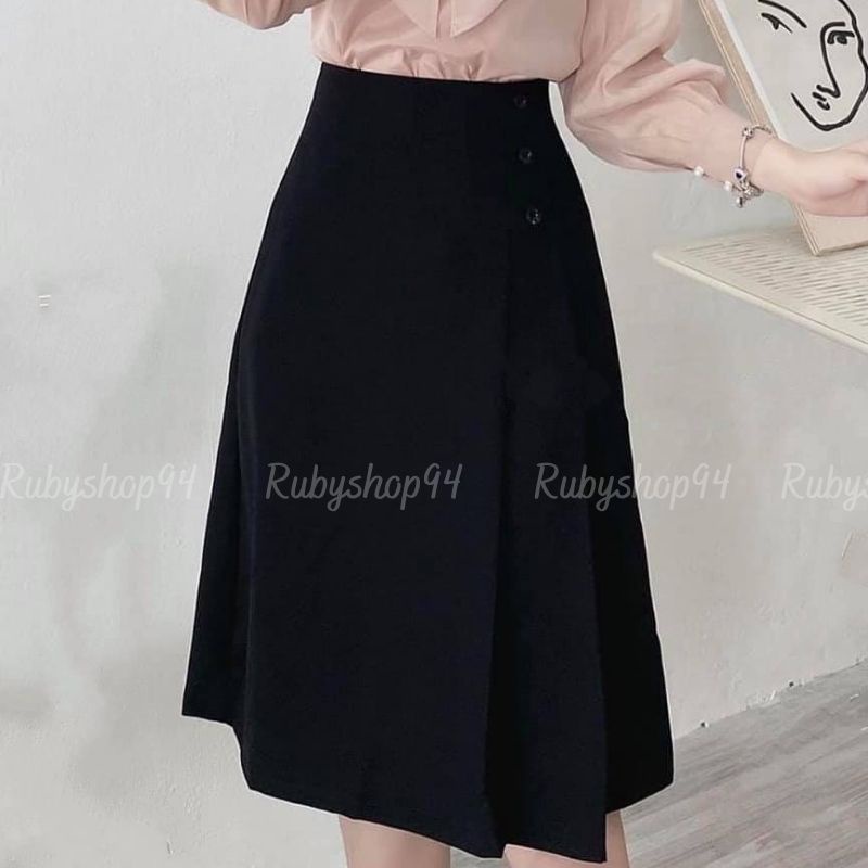 Chân váy dài qua gối chữ a dáng Midi lưng cao công sở đẹp