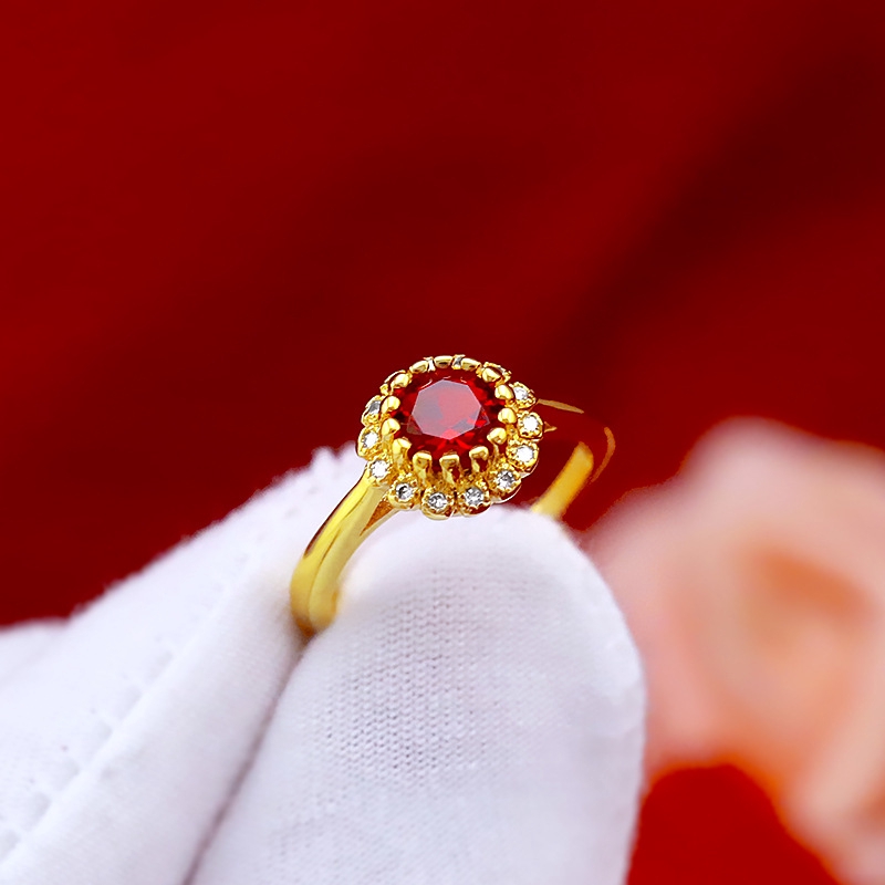 Bộ Trang Sức Mạ Vàng Đính Đá Ruby Xinh Xắn Thời Trang