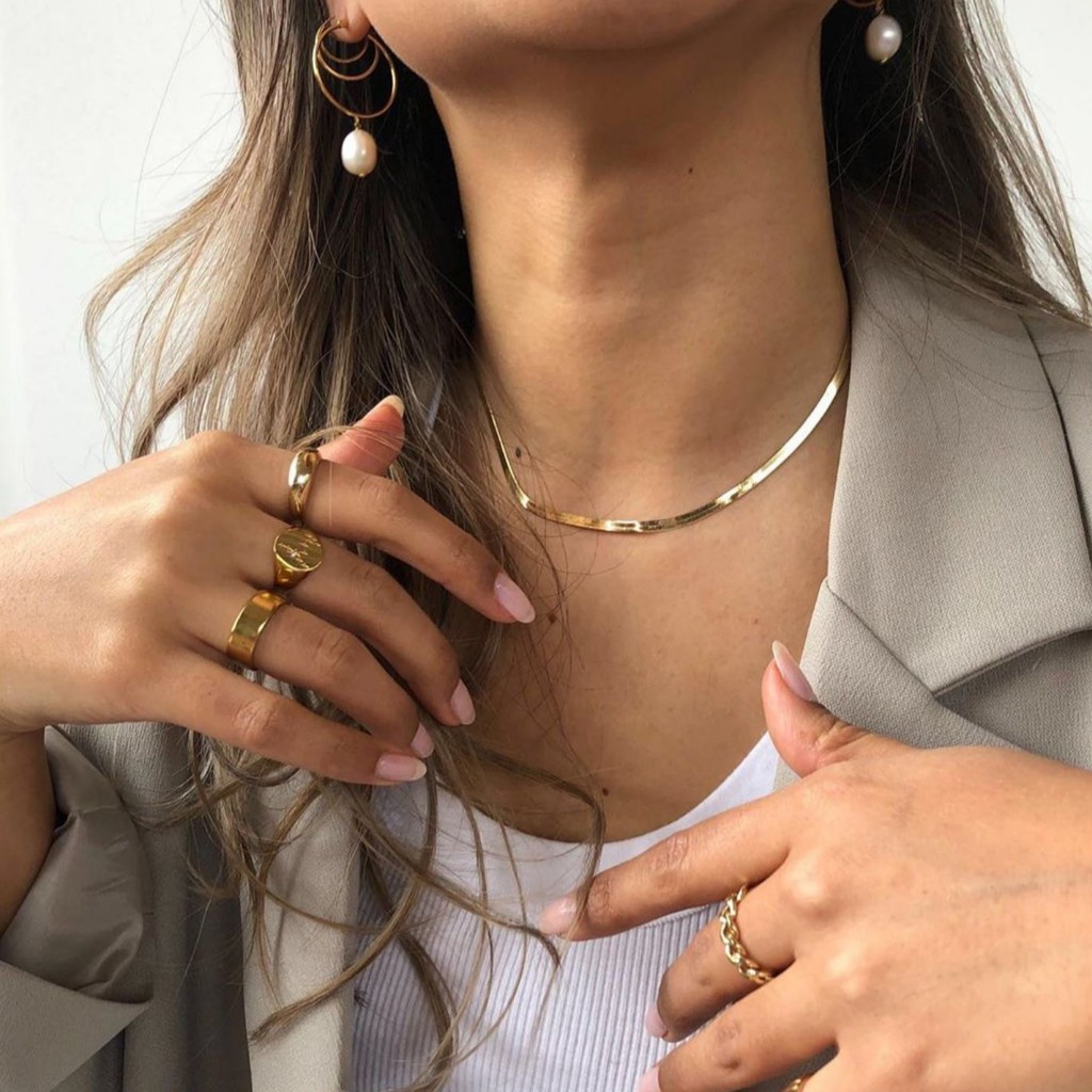 Dây chuyền xương rắn màu bạc/vàng phong cách Hàn Quốc