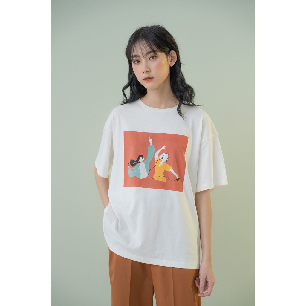 Áo Thun Chất Vải Cotton In Hình Họa Tiết Cute Màu Sắc[Madelen]