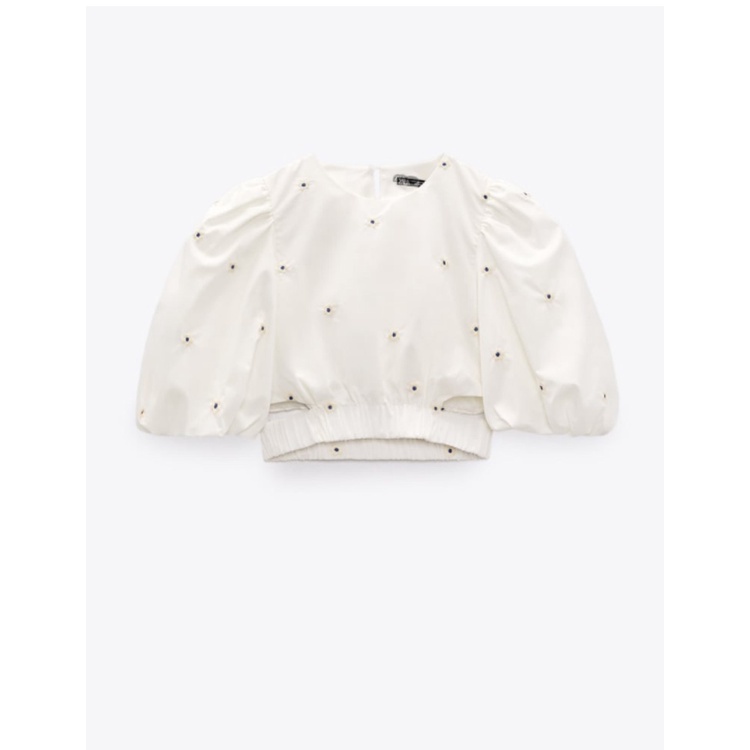 Zara Áo Sơ Mi Ngắn Tay Thêu Họa Tiết Thời Trang Mùa Hè Trẻ Trung 2320019Áo blouse