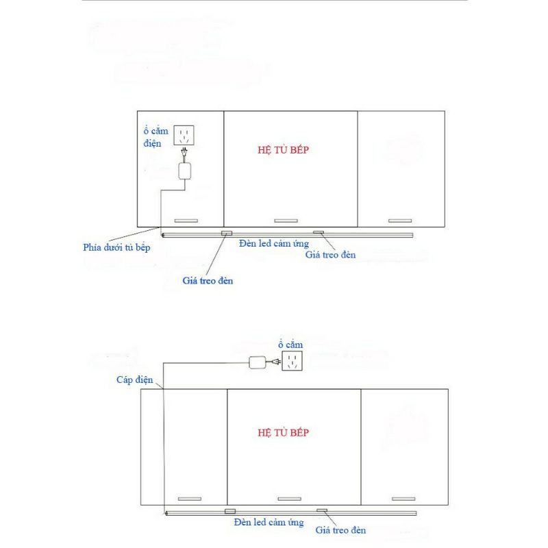 Đèn led thanh 1m- 3m hắt tủ bếp có cảm biến vây tay