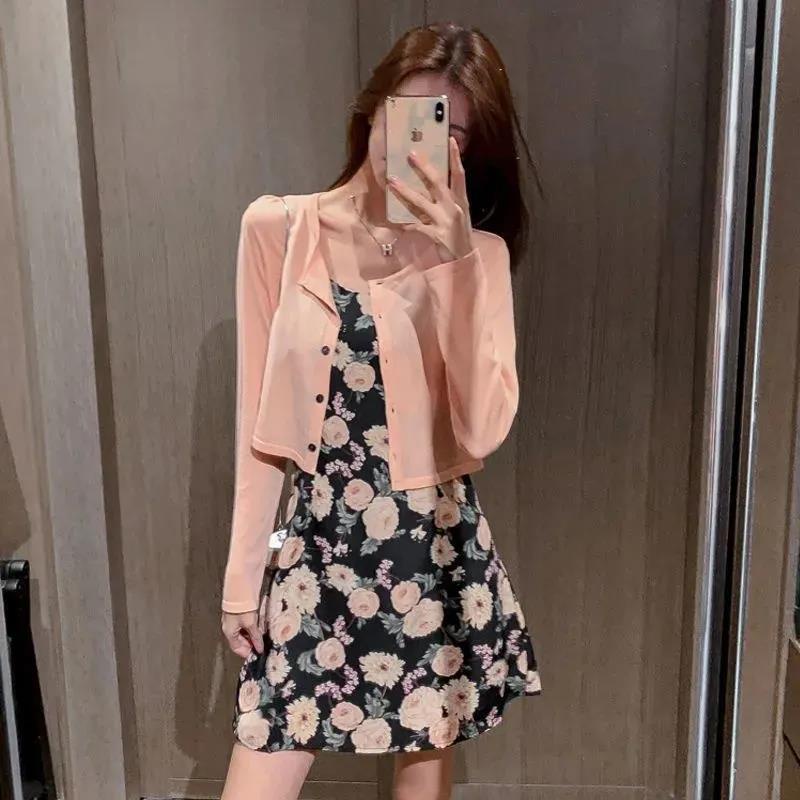 Đầm Hai Dây Họa Tiết Hoa Phong Cách Hàn Quốc Cho Nữ đầm NZ-LYQ-02