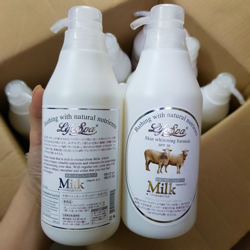 Sữa tắm trắng da LifeSPA Milk nhật bản 500ml