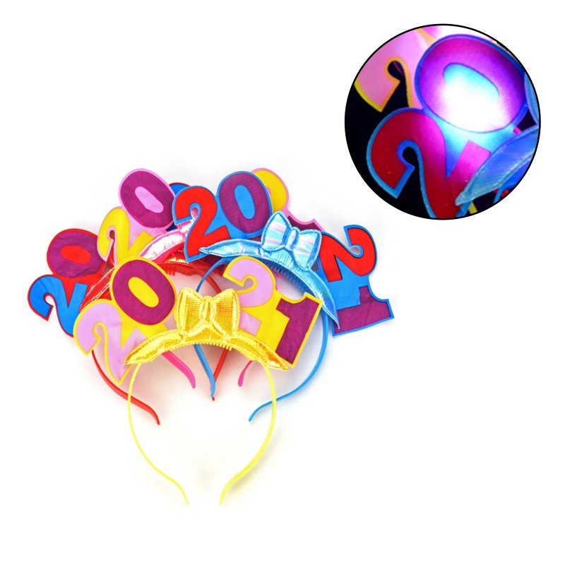 Flgo Băng Đô Hình Nơ Có Đèn LED Phát Sáng Mừng Năm Mới 2021