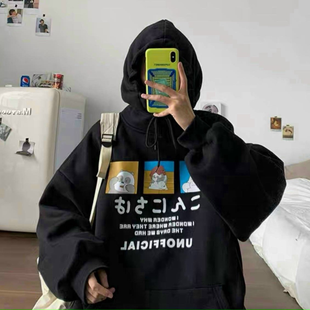 Áo nỉ hoodie Hàn Quốc mặt cười unisex dài tay nam nữ cao cấp, áo phông nỉ bông sweater có mũ màu xám nâu, đen K036 | BigBuy360 - bigbuy360.vn