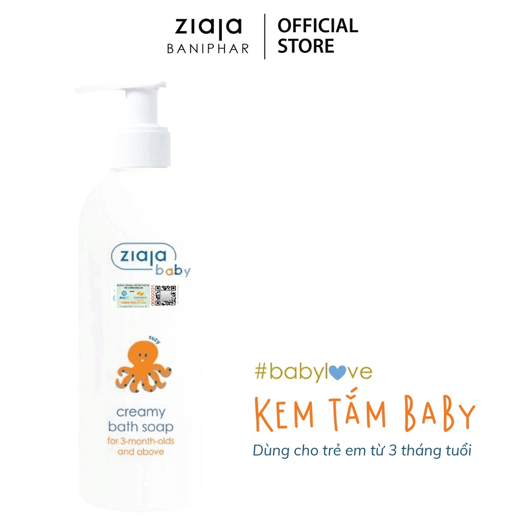 Tắm Gội 2in1 Cho Trẻ Từ 3 Tháng Tuổi Ziaja Baby Creamy Bath Soap ZIAJA BANIPHAR Giúp Dưỡng Ẩm, Làm Sạch Nhẹ Nhàng 300ml