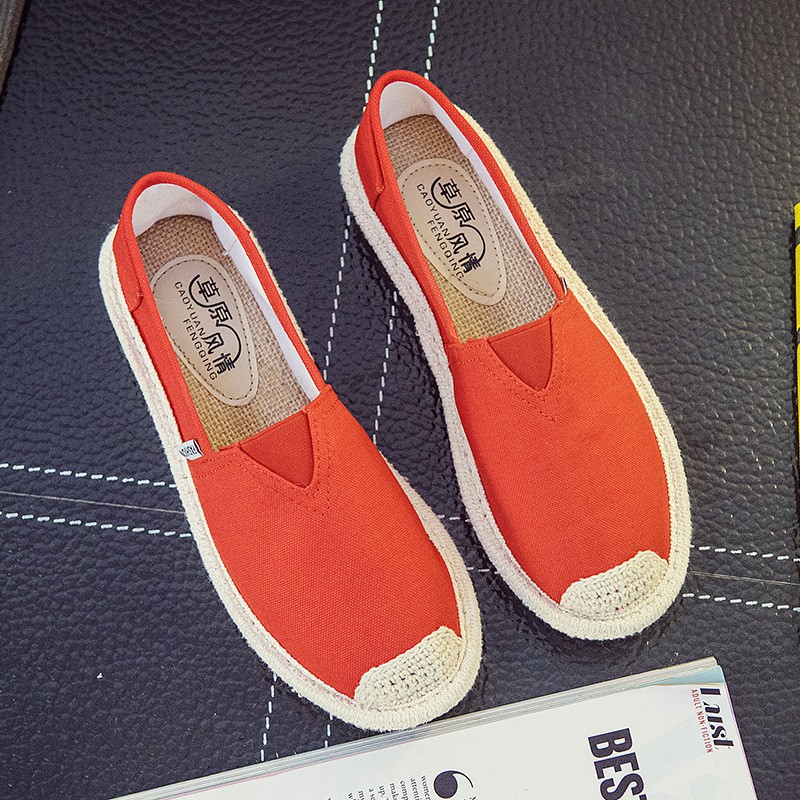 sandal Slip on cói nữ - Giày lười vải nữ cao cấp - 3 màu đen, đỏ và trắng - Mã SP B17 | BigBuy360 - bigbuy360.vn